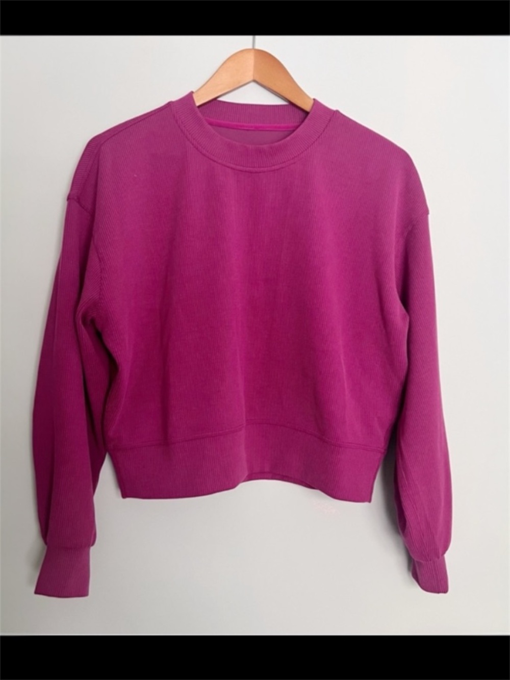 Lululemon Ribbed Softstreme Perfectly Oversized Cropped Crew Magenta Purple Sz 4